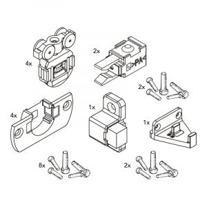 Ferrure pour porte de meuble coulissante en bois clipo 16 h ms - Charge par vantail : 16 kg - Garniture : Pour 2 vantaux - Hauteur maxi : 1400 mm