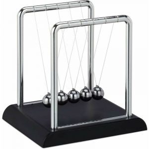 Pendule Newton, pendule de lancer du poids classique, 5 boules, décoration physique pour bureau et bureau, pendule boule, argent, 13,5 x 13,5 x 11,5