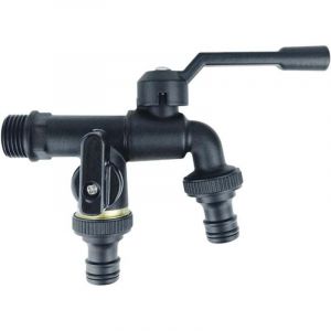Robinet de Jardin &agrave; 2 Voies Bibcocks Robinet &agrave; Double Sortie 1/2" Outils de Jardin ext&eacute;rieur antigel en Laiton Noir,S&eacute;parateur de Robinet S&eacute;parateur