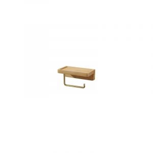 Devidoir Porte Papier Toilette Double Installation Bois Massif Hêtre Dérouleur Support Papier wc Mural Auto-adhésif Coins Arrondis Porte Rouleau de
