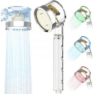 Douchette, 3 Couleurs LED Changement Contr&ocirc;le temp&eacute;rature, Pommeau de Douche helice Haute Pression, F&eacute;conomie d&rsquo;eau, iltre &agrave; Trois Niveaux Syst&egrave;me de