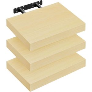 Lot de 3 Étagère Murale WOLTU, 30x22.9x3.8cm, Étagère Flottante de CD, Jaune Chêne