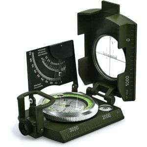 Boussole Militaire Professionnelle, Boussole Imperm&eacute;able IP65 en M&eacute;tal Compas de Vis&eacute;e Fluorescent Equip&eacute; de Clinom&egrave;tre avec Sac de Transport pour
