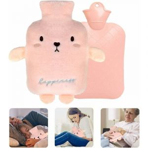Amovible Et lavable Bouillotte Eau Chaude,Bouillotte,Bouillotte Peluche Fournir,Bouillotte En Tricot,Caoutchouc Avec Couverture En Peluche,Bouteille