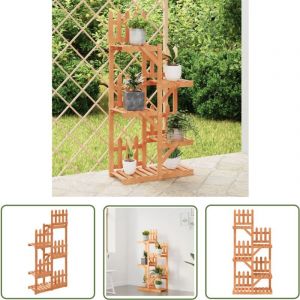 The Living Store - Support à fleurs 60x25x130 cm bois massif de sapin - Support à Fleurs - Plante - Jardinerie - Intérieur Design - Rangement
