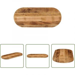 The Living Store - Dessus de table 140x50x2,5cm ovale bois massif de manguier brut - Dessus De Table - Plateau De Table - Table Ronde - Table Ovale