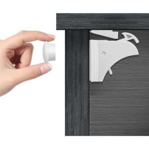 But&eacute;e de s&eacute;curit&eacute; pour porte de placard b&eacute;b&eacute; (8 loquets + 2 cl&eacute;s), verrou de tiroir de s&eacute;curit&eacute; enfant, verrou de s&eacute;curit&eacute; magn&eacute;tique pour porte de