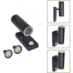 Lampe murale &agrave; led avec capteur Inox Forme cylindrique Noir - Applique Murale Led - &Eacute;clairage Ext&eacute;rieur - Capteur De Mouvement - Lampadaire Ext&eacute;rieur