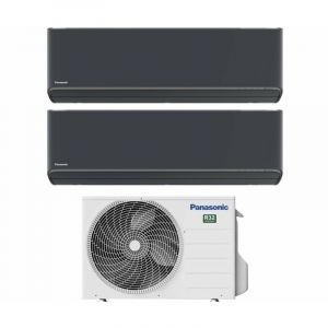 Panasonic - Climatiseur Dual Split r&egrave;versible Air Conditioner Series Etherea Dark 9+9 with CU-2Z41TBE R-32 Wi-Fi Integrated Colour Graphite Grey