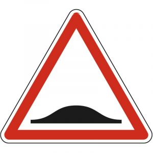 Signaletique.biz France - Panneau de signalisation danger - Ralentisseur type dos-d'âne - Triangulaire - Gamme Ecolign - Classe 1 - 700mm