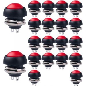 Rouge 20pcs 12mm Mini Momentan&eacute; Interrupteur &agrave; Bouton Poussoir, Bouton Poussoir &Eacute;tanche,1A 250VAC / 3A 125VAC Rond Interrupteur &agrave; Bouton Poussoir,