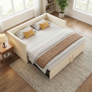 VASIEN &ndash;Lit gigogne 90/180x200cm,lit capitonn&eacute; canap&eacute;-lit extensible avec sommiers &agrave; lattes,Canap&eacute; lit 2 Places 90/180 x 200,lit Canap&eacute;-lit