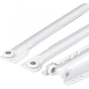 Coulisse Tiroir 400 mm - Lot de 2 (1 paire) Rails pour Tiroir Coulissants, en blanc, Système de Glissière à Sortie Partielle - Kit de Tiroir