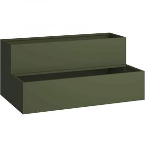 Cache-pot de jardin，Jardini&egrave;re，Bac &agrave; fleurs Vert olive 100 x 60 x 45 cm Acier CFW20959