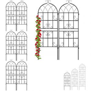 Treillis de jardin en lot de 8, métal, à planter, tuteur pour plantes grimpantes, HxLxP : 150 x 21 x 1,5 cm, noir