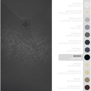 SOULBATH Receveur de Douche -R&eacute;sine -Gel Coat -Texture Lisse/Pierre -Antid&eacute;rapant -Couleur Noir - 120x90- Extra plat 3cm. Bonde de Vidage incluse