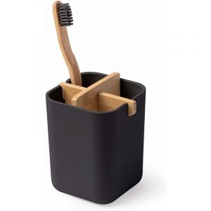 Porte-Brosse à Dents en Bambou, Naturellement écologique, Pot de Brosse à Dents antibactérien pour Salle de Bain, Gobelet à Brosse à Dents Compact