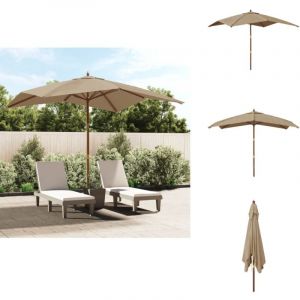 Parasol de jardin avec mât en bois taupe 300x300x273 cm - Parasol De Jardin - Parasol Exterieur - Parasol Taupe - Parasol Bois - Parasol Rectangulaire