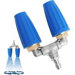 1 ensemble de buse turbo &agrave; double pointe pour nettoyeur haute pression 4000 PSI rotative &agrave; pression double buse turbo buse de pulv&eacute;risation bleu