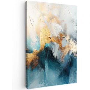 TABLEAU SUR TOILE Abstrait - Art - Or - Bleu Tableaux Art D&eacute;coratif 80x120 cm