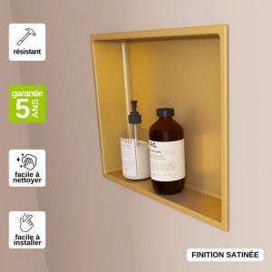 Sanizeo - Niche de Douche, Rangement mural de Salle de Bain et Douche 30x30cm Or Satiné, nook by sanizéo
