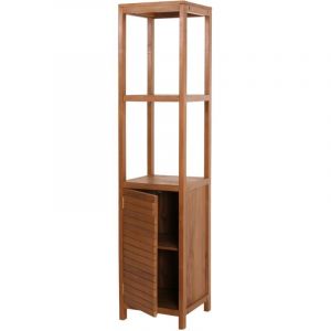 HHG - tagère en teck 748, armoire de salle de bain Étagère de salle de bain, teck de haute qualité B-Grade (bois de cœur, 20-30 ans), 180x40cm