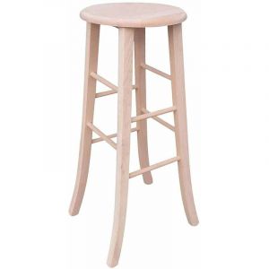 Okaffarefatto - Tabouret de bar rond en bois brut &agrave; peindre h 80 cm avec pieds sabre