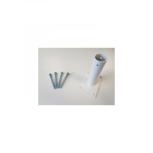 Cloture & Jardin &ndash; Platine pour poteau rond blanc en acier zingu&eacute; &ndash; Dimensions 10x15cm &ndash; Fixation b&eacute;ton avec 4 vis d'ancrage &ndash; Installation rapide