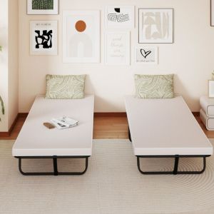 Lit Pliant avec Matelas Lit d'Appoint Portable avec Mousse &agrave; M&eacute;moire de Forme et Fil M&eacute;tallique avec Ressorts 190 x 80 CM Charge 170 kg Noir