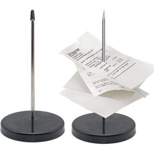 2 pi&egrave;ces Pique-Note En M&eacute;tal, Receipt Spike, Porte-M&eacute;mo, Porte-Pointes en Papier avec Base Ronde, pour Restaurant Cuisine Bureau H&ocirc;tel (Noir)