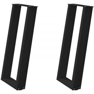 Pied de meuble，Pieds de table console en U, 2 pi&egrave;ces, noir, 28 x (72-73) cm, acier CFW36022