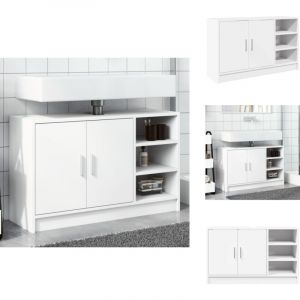 Vidaxl - Armoire d'&eacute;vier blanc 90x29x55 cm bois d'ing&eacute;nierie - Meuble De Salle De Bain - Armoire De Lavabo - Rangement Salle De Bain - Meuble Vasque