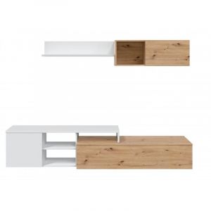 Abitare - Mur tv 220 cm chêne nordique et blanc mat – Avola