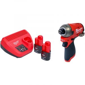 M12 FQID-202 Clé à choc sans fil 12 v 50 Nm 1/4' Brushless + 2x batterie 2,0 Ah + chargeur - Milwaukee