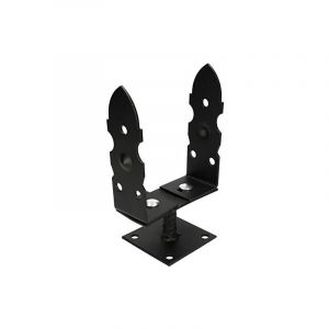 Support de poteau en u à visser, 120 – 200 mm, pied de poteau, ancre de poteau, réglable, acier, revêtement en poudre, décoratif, noir - Kotarbau