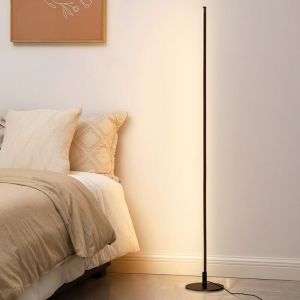 EDISHINE Lampadaire LED sur Pied Salon, 147cm Dimmable Colonne Lumineuse, 3000K Blanc Chaud, Noir