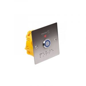 PB19BBL3-B12 Bouton poussoir inox et bleu lumineux plaque carré normes pmr Sewosy 12-24V Sewosy