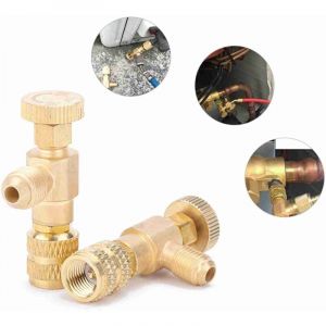 Valve de Recharge R410A pour Climatiseur Domestique - Vanne de Sécurité en Cuivre 1/4' à 5/16' - Valve Étanche Antifuite pour Gaz Frigorigène