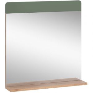 Miroir de salle de bain Izan, Vert/force de l'or Chêne, 60x62cm avec tablette Vicco