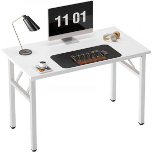 Soges - Petite Table Pliante、Bureau d'angle pour Bureau à Domicile,100x60x75cm,Blanc