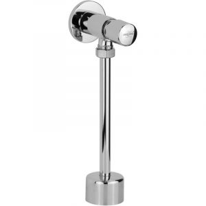 Robinet d'urinoir temporis&eacute; 4-6 secondes avec commande &agrave; bouton-poussoir, complet avec tuyau d'&eacute;vacuation et cloche MCM 900405 Chrom&eacute;