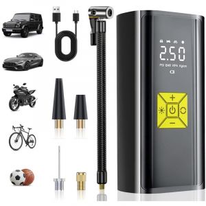 Compresseur &agrave; Air Portatif,Mini Compresseur a Air Portatif 4000mAh, Pompe a 150 PSI Gonfleur Velo avec &Eacute;cran Digital et Lumi&egrave;res LED,pour Voiture