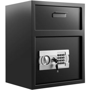 Vevor Coffre-Fort avec Fente de Depot Antivol, Coffre-Fort de Securite Electronique en Acier au Carbone, Coffre-Fort de Depot Ignifuge 2 Cles 2 Kits