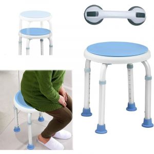 Siège de douche réglable Antidérapant, Tabouret de douche pivotant à 360°, Peut supporter jusqu'à 136 kg, pour personnes âgées et femmes enceintes,