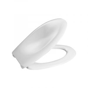 Abattant wc de WC Haro Comtessa en duroplast blanc, charni&egrave;res en inox, r&eacute;glable de 14 &agrave; 18 cm.