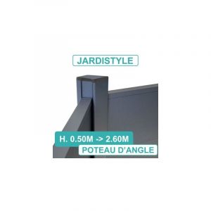 Cloture&jardin - Poteau d'Angle 2 Entrées - Clôture Aluminium et Composite - 2,60 mètres