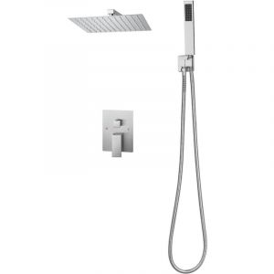 Mophorn Ensemble de robinetterie de douche encastrable, syst&egrave;me de douche avec pommeau de t&ecirc;te carr&eacute; 30,5cm, douchette &agrave; main et kit de garniture,