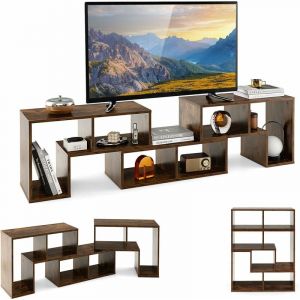 Costway - Meuble tv 6 Compartiments en 3 Pcs Modulaire, Banc tv Extensible 140-170cm pour tv 65' au Max, Meuble Télé Étagère Modulaire pour Salon,
