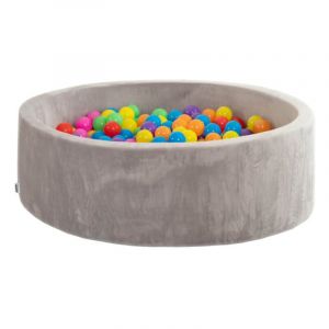 Home Deluxe - Piscine à balles en velours avec balles de jeu multicolores twirl - 100 x 100 cm Gris
