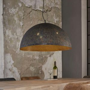 Pier Import - Suspension industrielle demi-lune ajour&eacute;e marron noir ralf